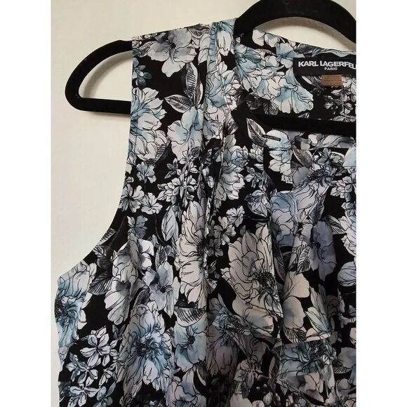 STICH FIX  KARL LAGERFELD PARIS Sakeri Ruffle Detail Blouse XL | Black - Picture 8 of 10